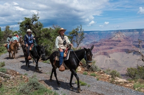 The three-hour ride includes interpretive stops for wranglers to discuss Grand Canyon topics such as geology and human history.