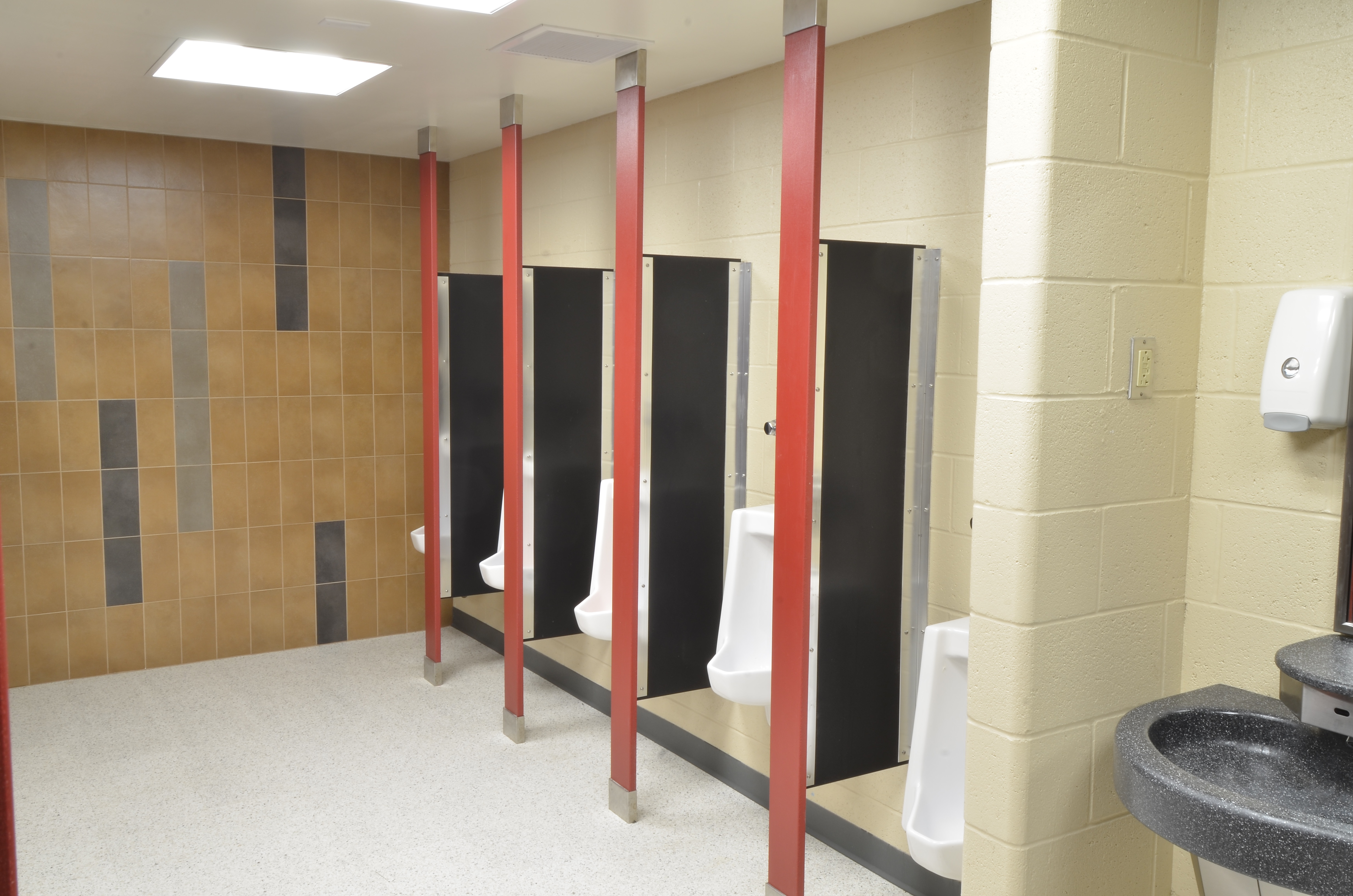 Peoria designers achieved a two-tone modernized restroom style