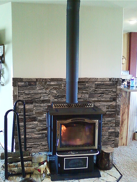 Fire rated panels add a touch of sophistication as accents for wood burning stoves.