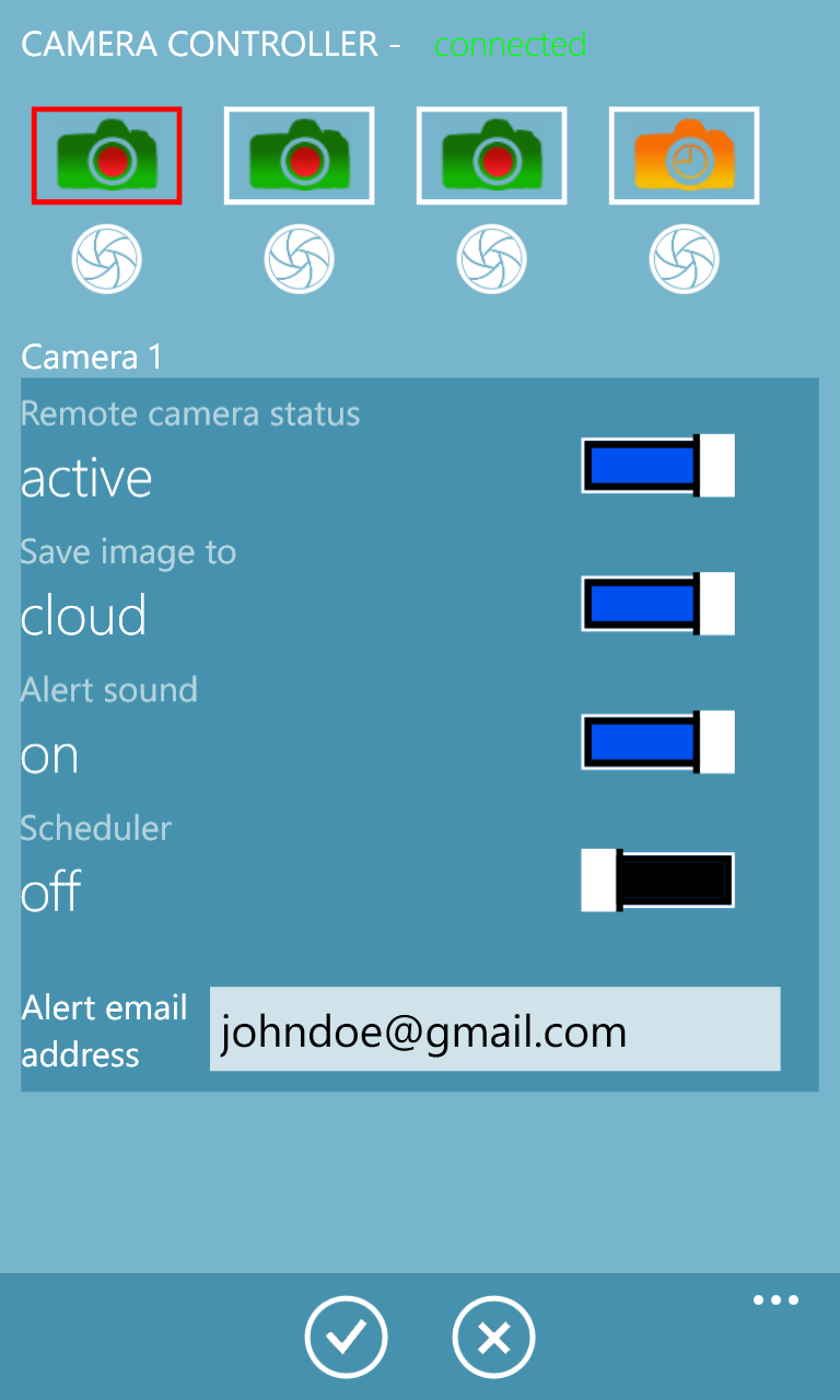 Windows Phone Controller - Operation Settings