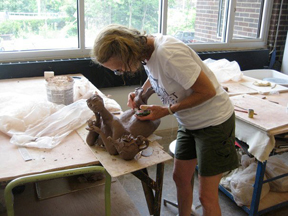 Ceramic artist Eugenia Meltzer at her studio in Alfred, NY.