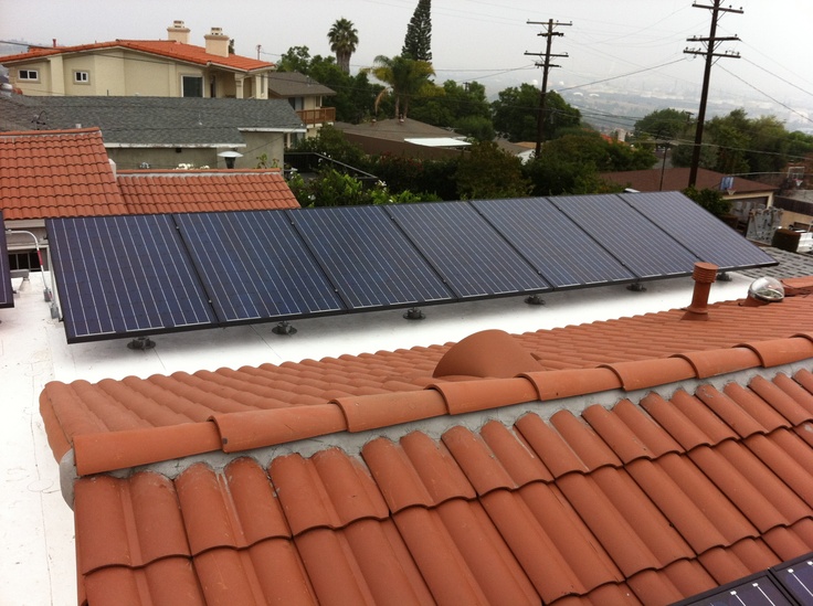 Residential solar system installed by Chandler's Roofing on a single-ply PVC IB Roof System in Rancho Palos Verdes, CA