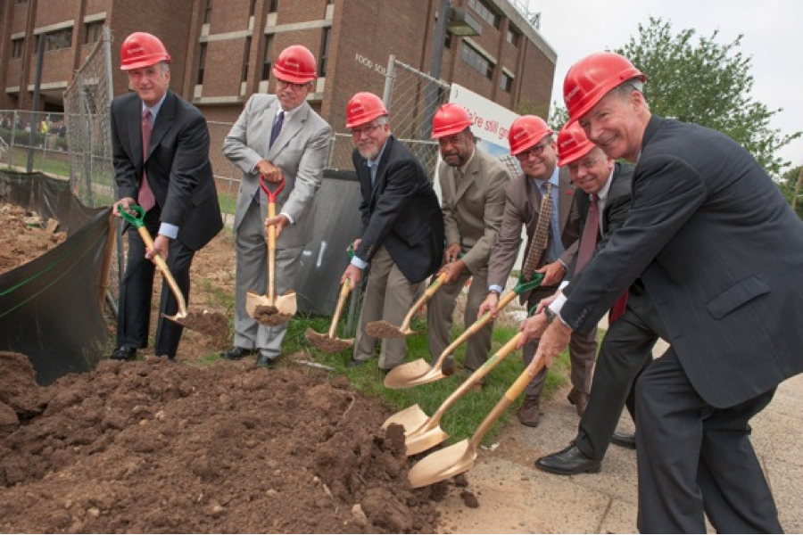 Peter Gillies, Founding Director of IFNH, is joined by Rutgers and RWJF leaders for groundbreaking.