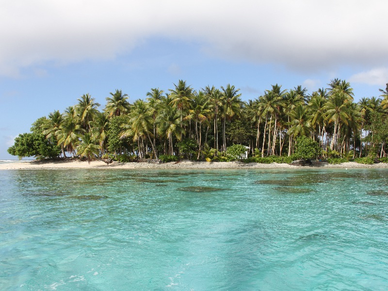 Looking back at Bikendrik Island (of the Marshall Islands), where the Bikendrik Island Hideaway is the only structure around.