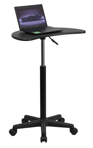 Flash Furniture Height Adjustable Mobile Laptop Computer Desk with Black Top NAN-JN-2792-GG