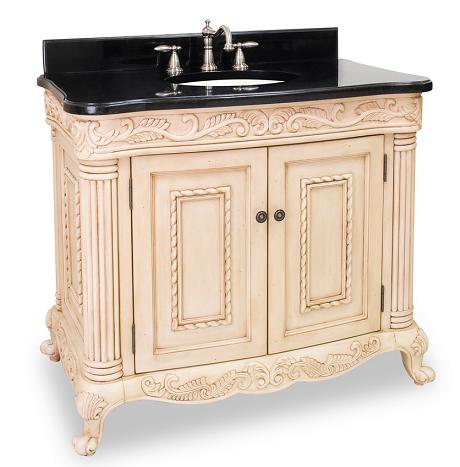 Hardware Resources VAN011-T - van011-t antique white ornate Bathroom Vanity with preassembled top and bowl by lyn design.