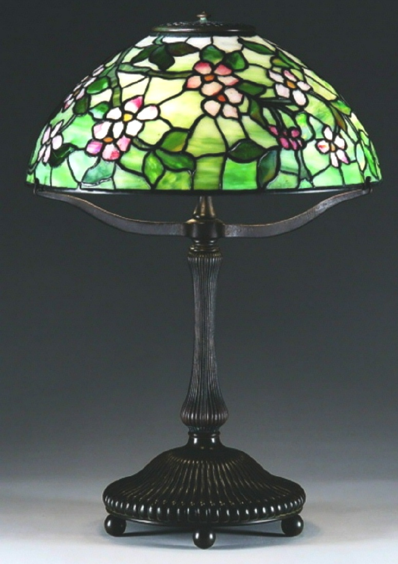 An antique Tiffany Studios apple blossom lamp. Represented by Harvey Weinstein