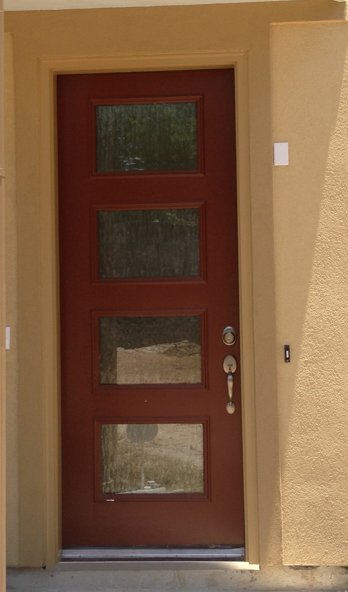 Pulse door painted in burgundy.