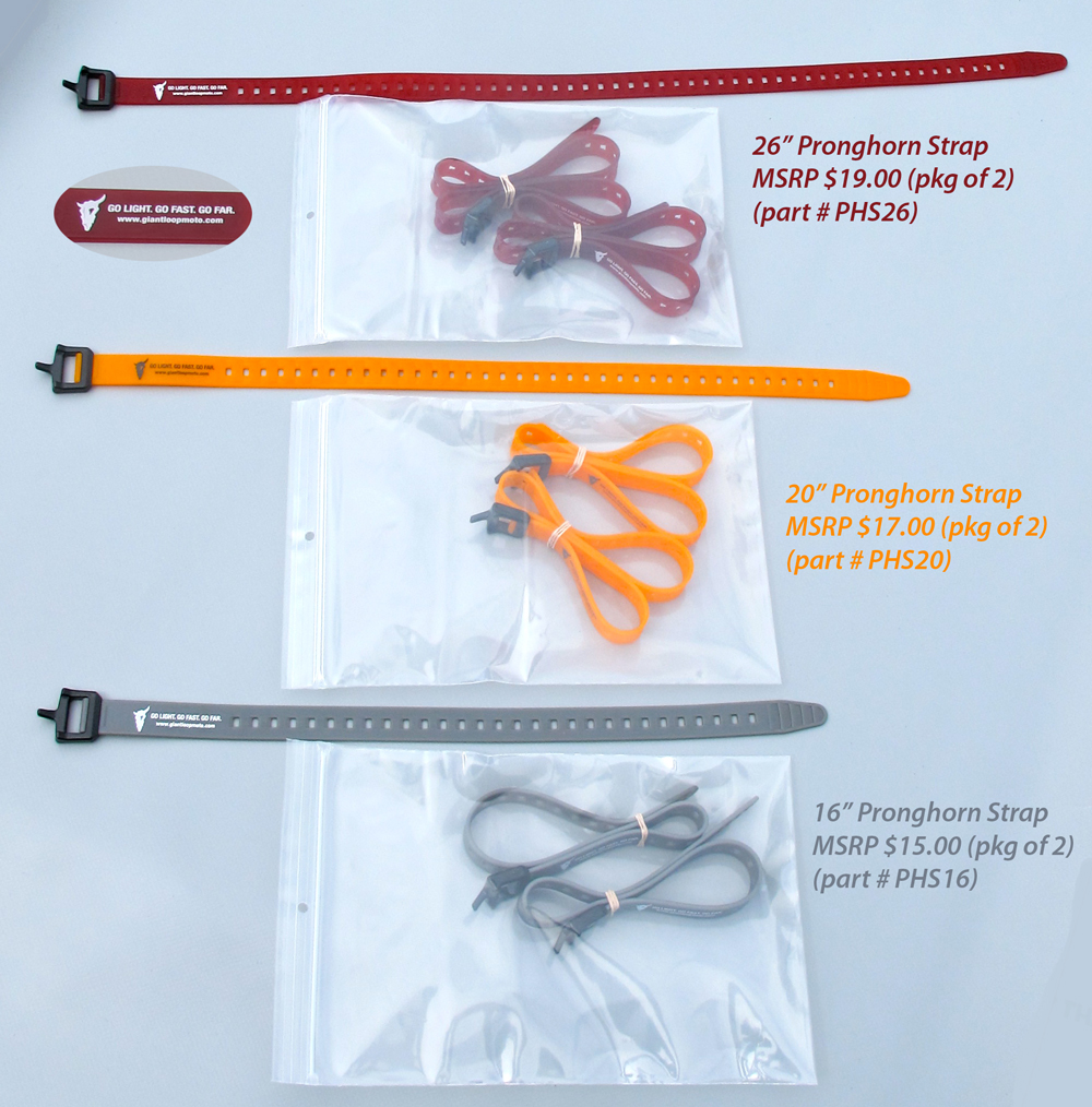 Giant Loop Pronghorn Straps available in three color coded lengths