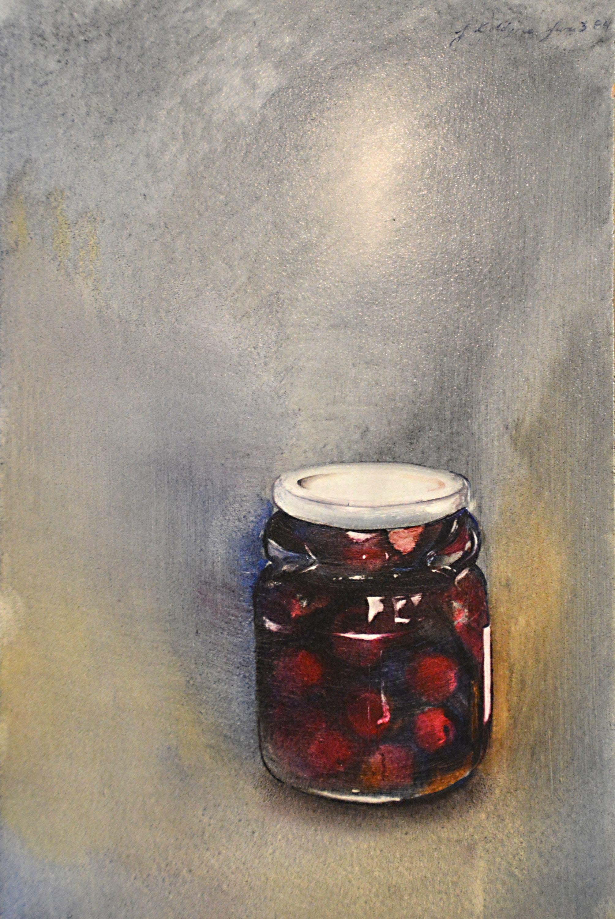 "Cherry Jar," 1984, Oil on panel, by Joseph Goldyne at Sonoma Valley Museum of Art through December 1, 2013. Courtesy of the artist.