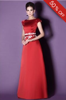 Charming Applique A-Line/Princess Short Sleeves Floor-Length Taline's Bridesmaid Dress