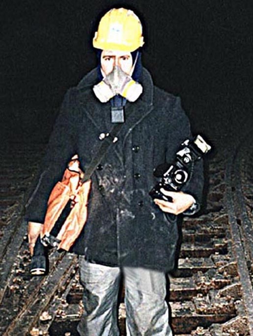 Gary Suson on Subway Tracks Below Ground Zero, Winter 2001