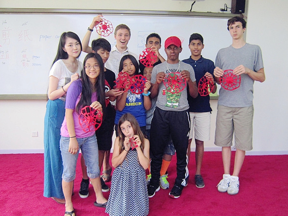 Paper-cutting class at Sino camp