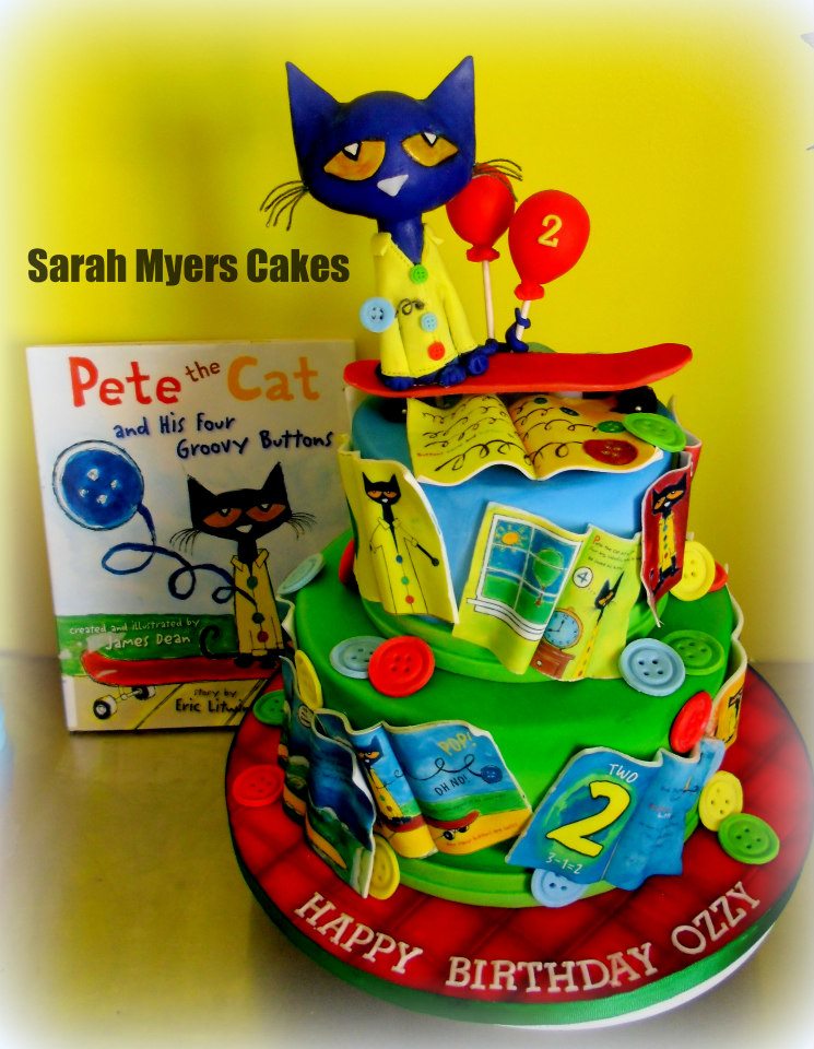 Myer's Pete the Cat cake featuring books made with edible images