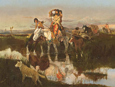 Bringing Up the Trail, 1895 (detail), Charles M. Russell, Sid Richradson Museum