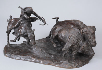 Buffalo Hunt, cast # unknown, ca. 1928, Charles M. Russell, private collection