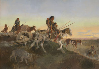 Seeking New Hunting Grounds, ca. 1891 (detail), Charles M. Russell, Sid Ricardson Museum