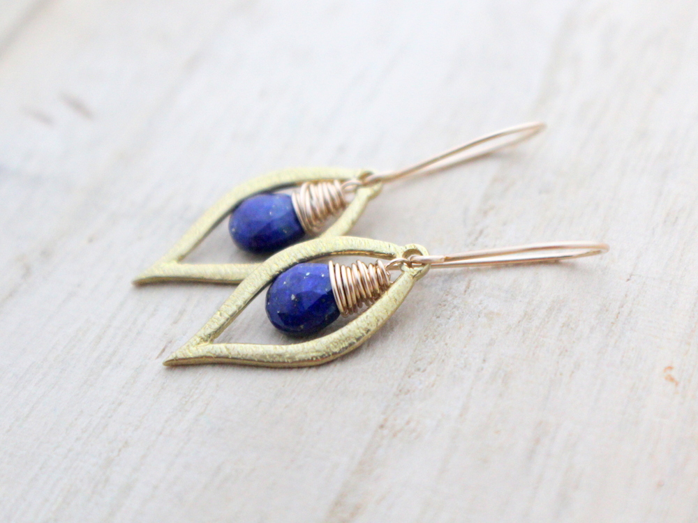 "Dew" Earrings in Lapis Lazuli by Saressa Designs