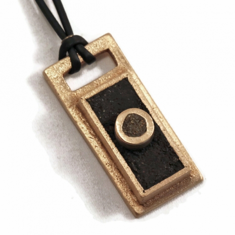 Men's Industrial Style Pendant in Bronze and Tinted Concrete, by Kathryn Designs Jewelry.