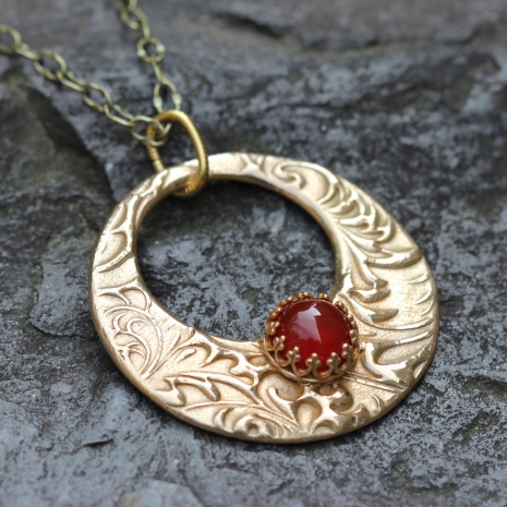 Carnelian and Bronze Pendant by Kathryn Designs Jewelry