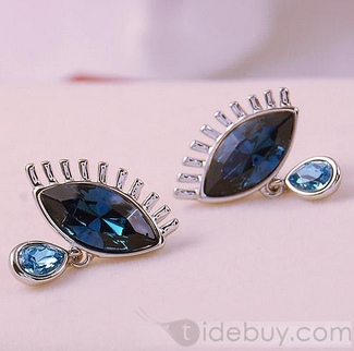 Fabulous Blue Rhinestone Lady Earrings