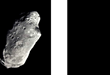Fig. 3. In the left, a matter-asteroid detected with Sun light and, in the right, a possible undetected antimatter-asteroids.