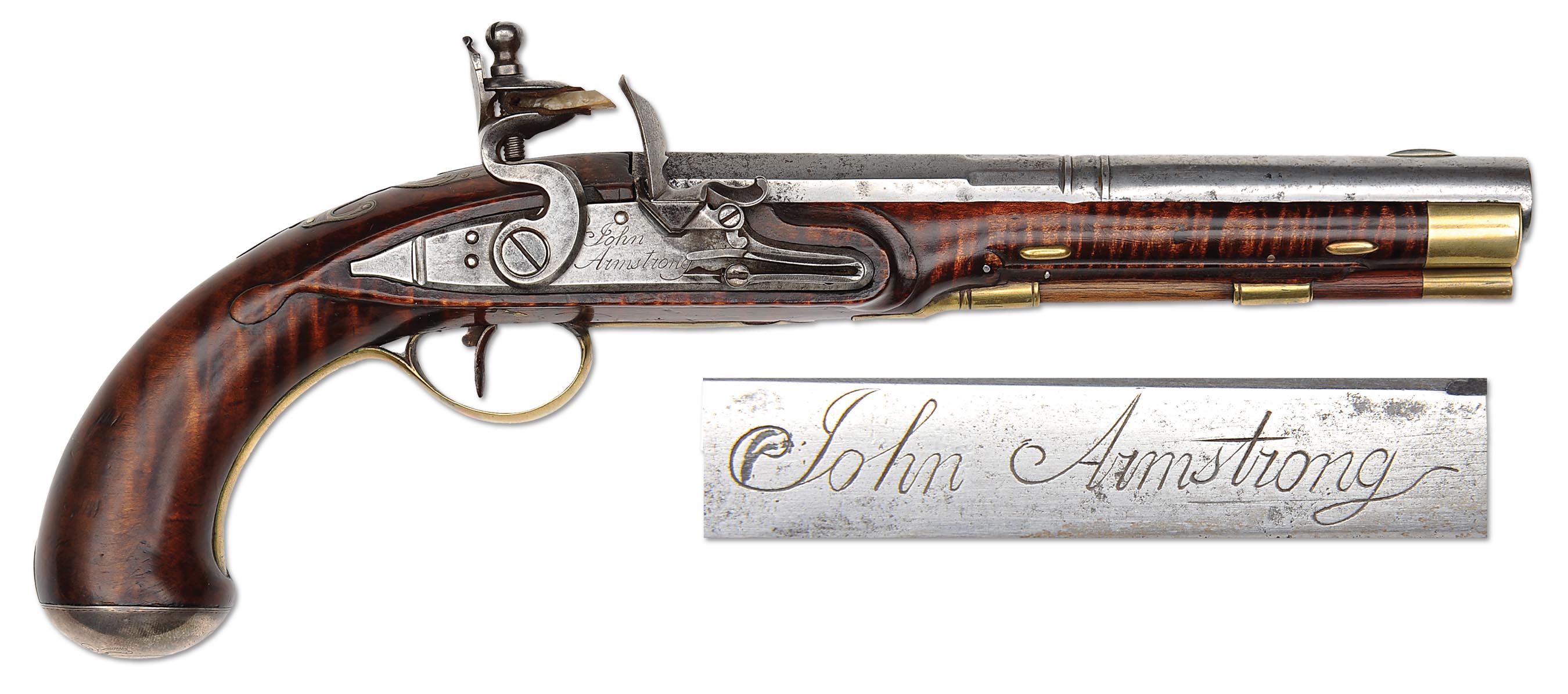 Outstanding and Rare John Armstrong Kentucky Pistol Believed To Be The Only Signed Armstrong Pistol in Existence