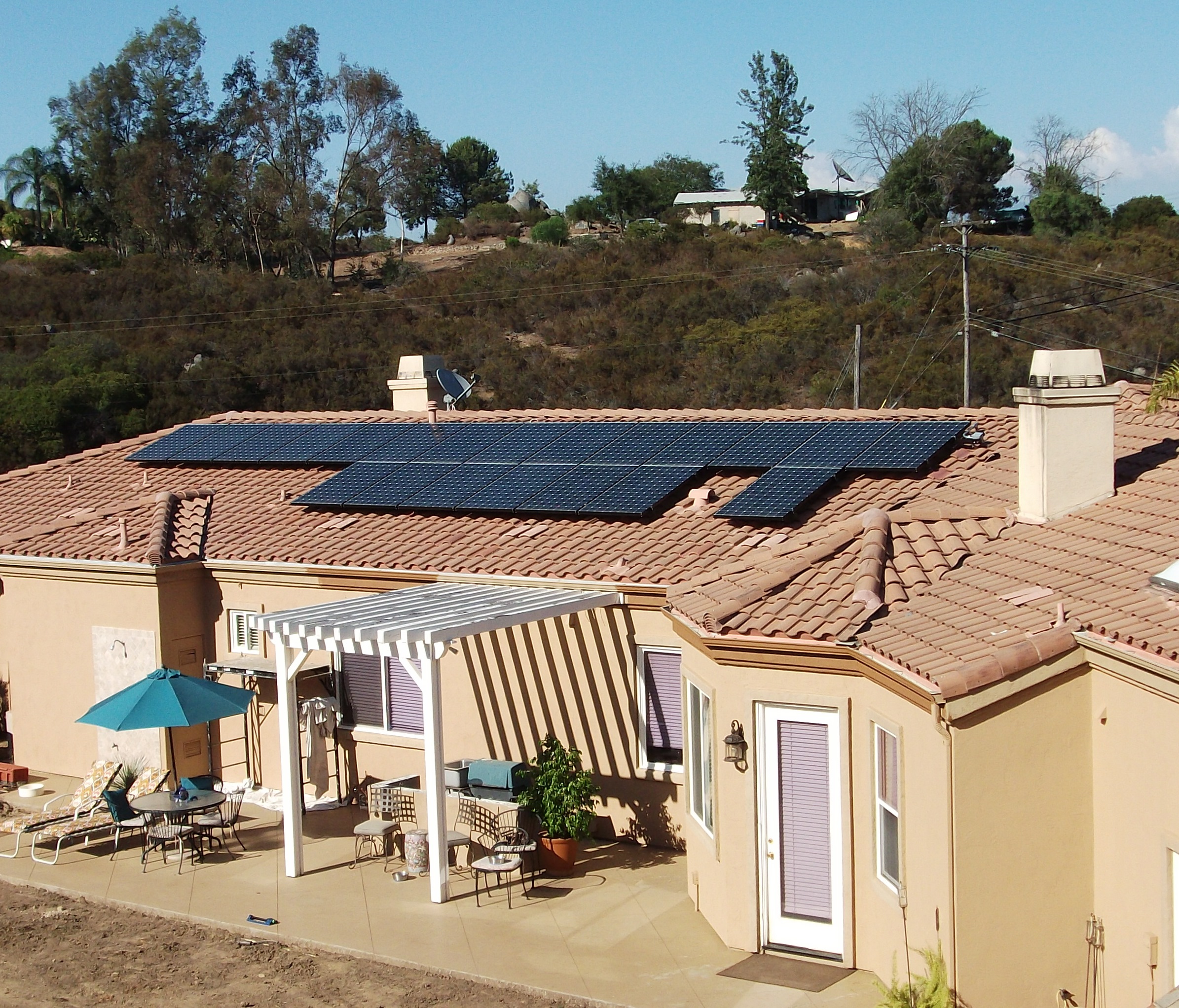 Baker Electric Solar Project: Escondido homeowner 6.9 kW SunPower Panels solar system with monthly lease.