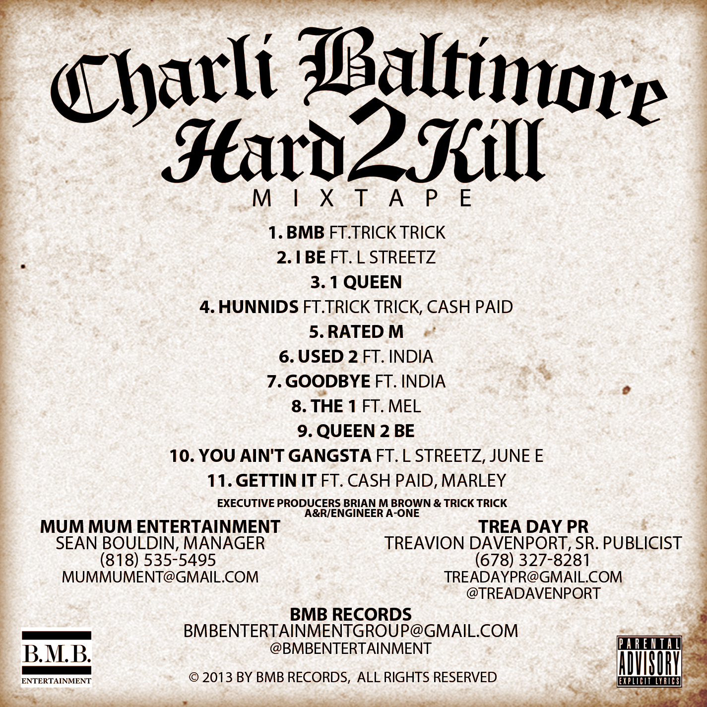 Hard 2 Kill Mixtape Track List