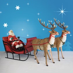 Giant Santa, Sleigh and Two Reindeer
