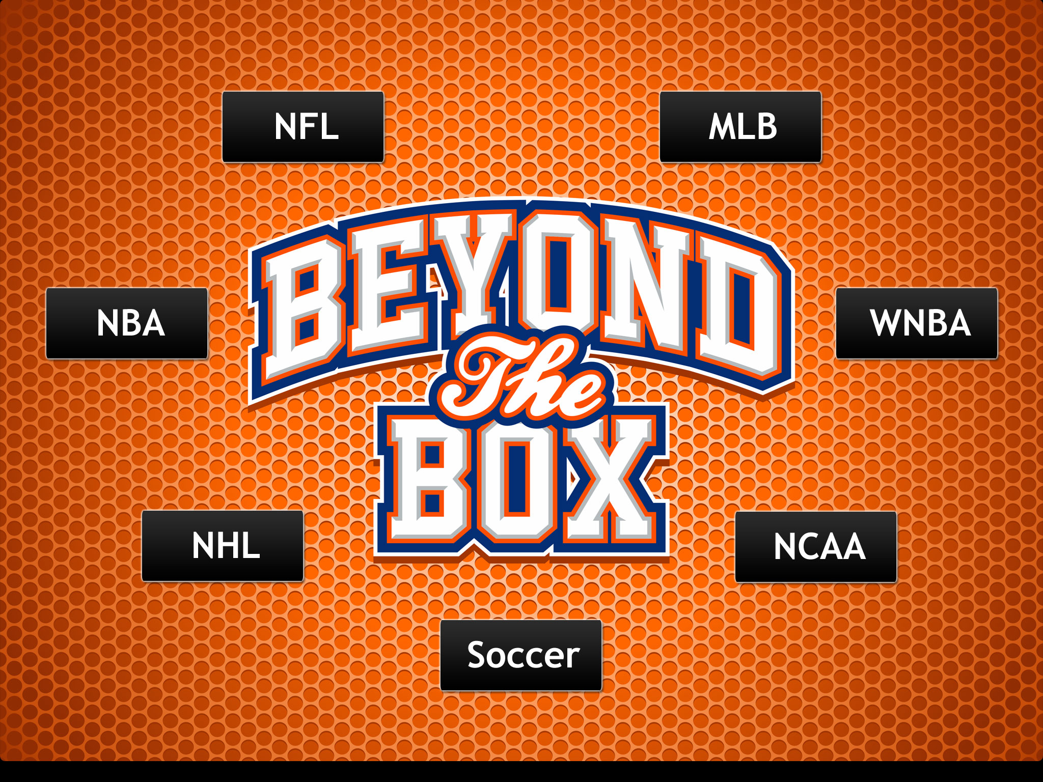 Beyond the Box 2.0 covers NFL, MLB, NBA, NHL, WNBA, Soccer, and NCAA