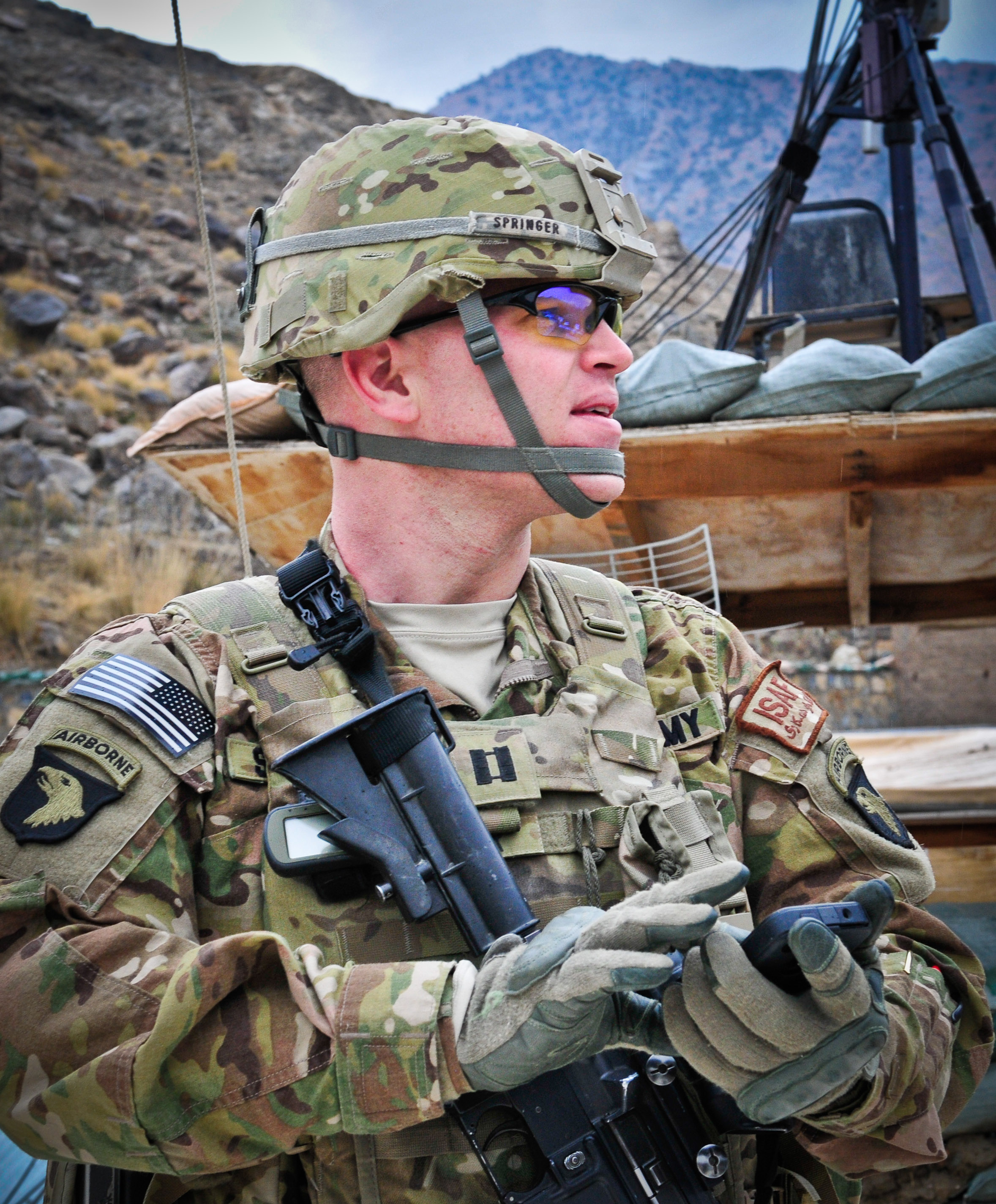 Tactical NAV creator, Capt. Jonathan J. Springer, uses the app during his deployment with the 101st Airborne Division in the Pech Valley, Afghanistan.