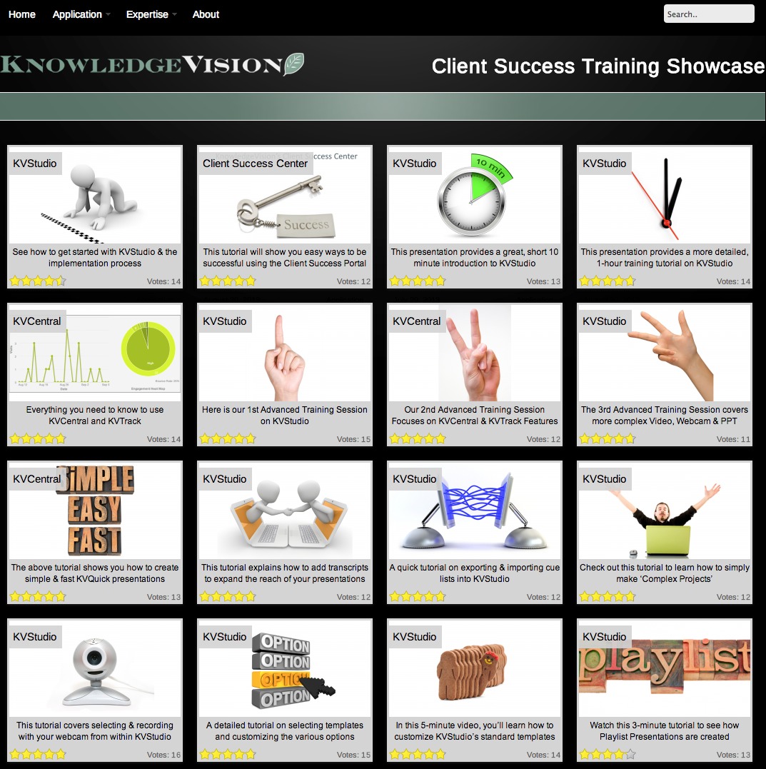 This KVShowcase gallery is a video learning microsite for KnowledgeVision clients.