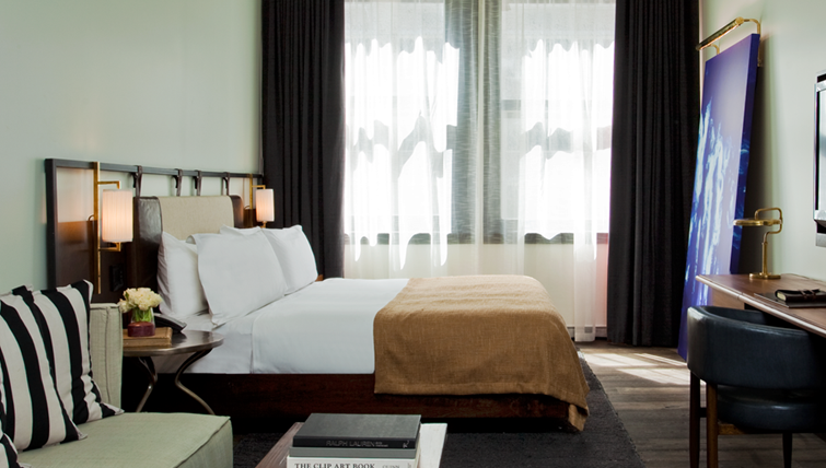 A guest room at Refinery Hotel - New York's newest luxury hotel in the Fashion  District