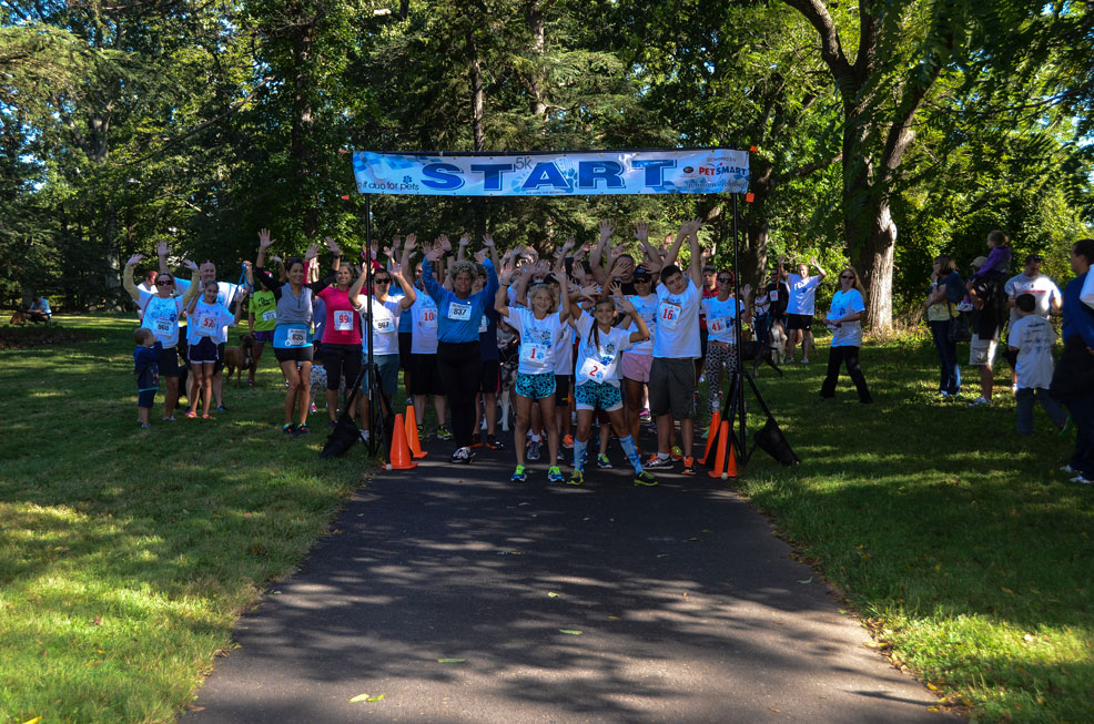 All participants giving the famous "Paws Up" at the start of the run