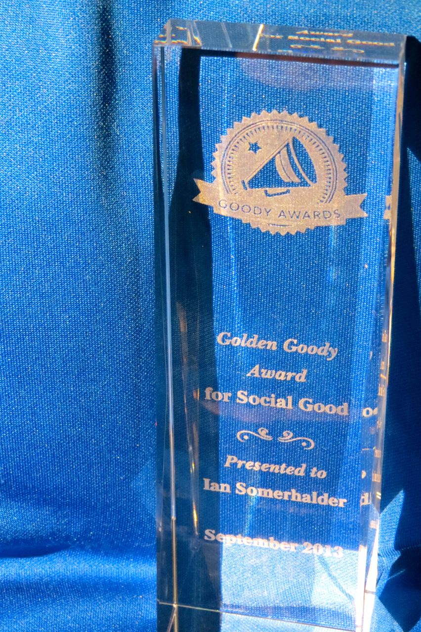 Golden Goody Award for social good presented to Ian Somerhalder at Social Good Summit