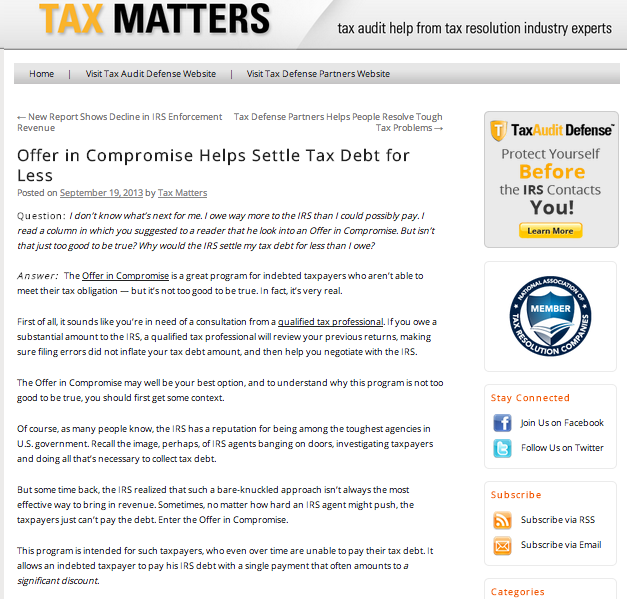 Tax Defense Matters Blog