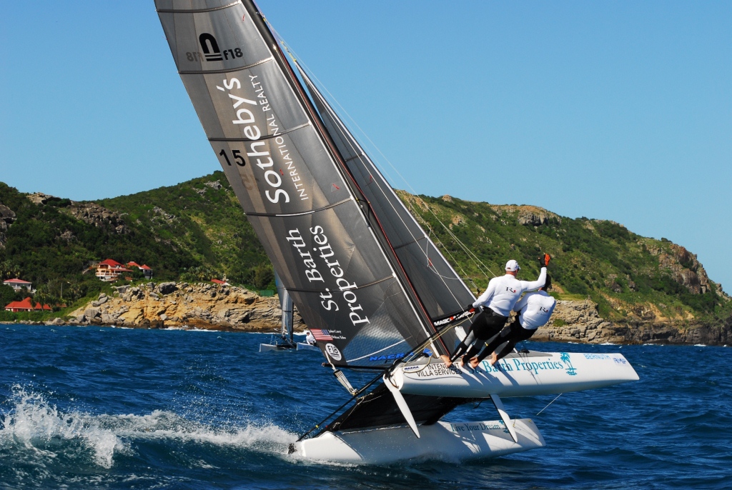 A slilver sail to match the upcoming silver anniversary! The St. Barth Properties Team competing in The St. Barth Catacup