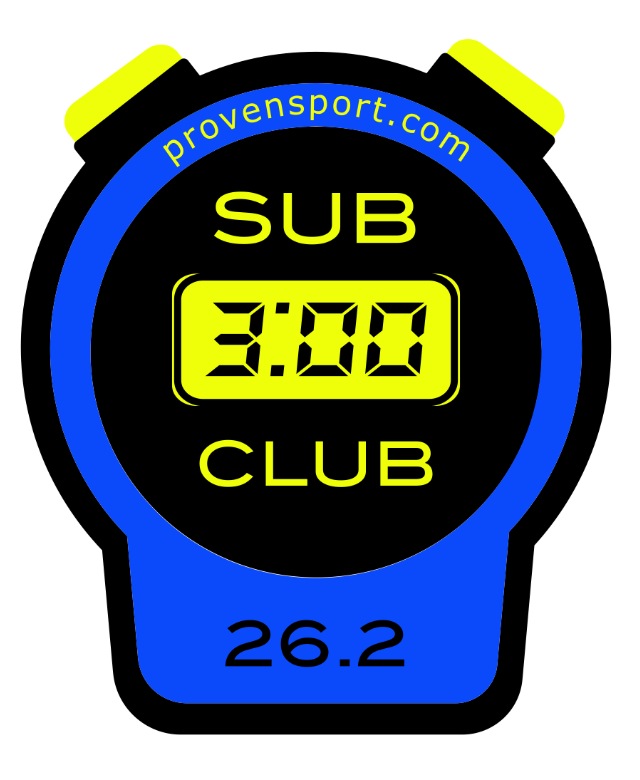 "Sub 3 Club" marathon decal
