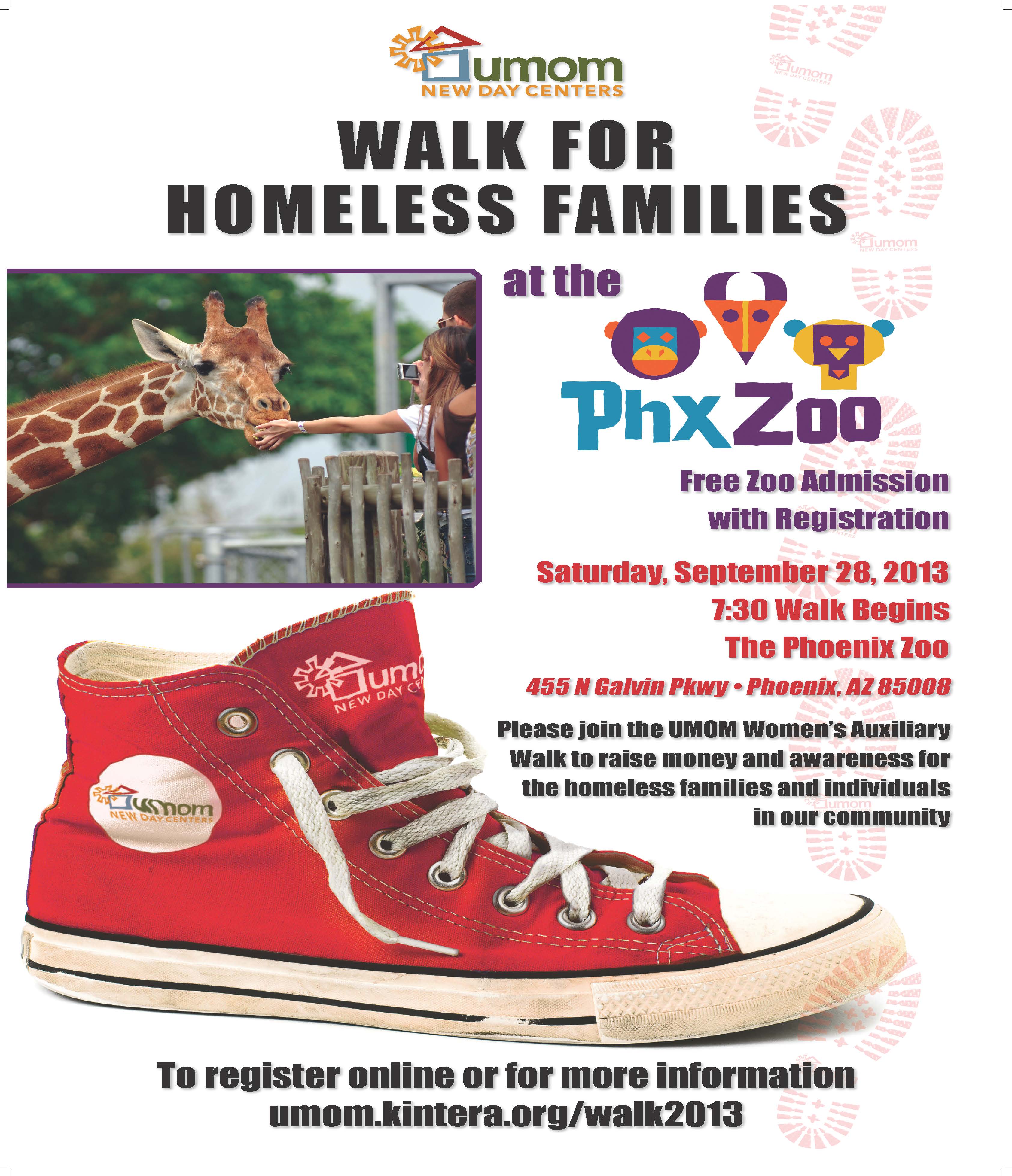 Information flyer about the Fifth Annual UMOM Walk for Homeless Families.