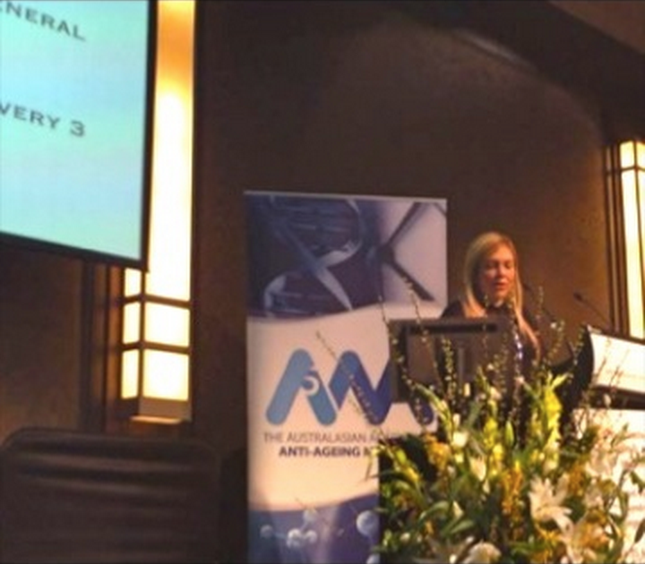 Maritza Novas R.N., M.S.N., at the World Meeting of the Australian Academy for Anti-Aging Medicine in Melbourne, Australia.