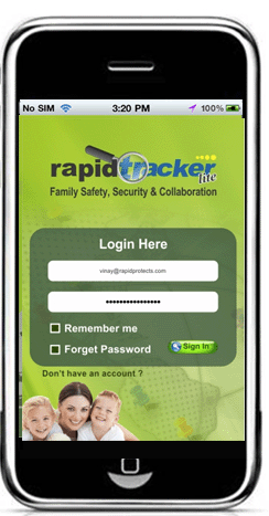 Rapid Tracker Login Screen