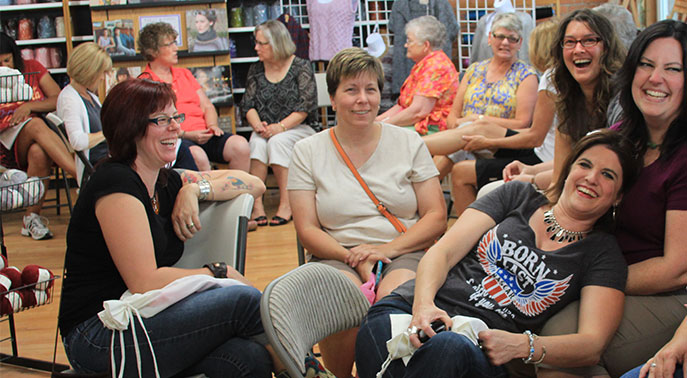 Knitting party at Paradise Fibers Open House