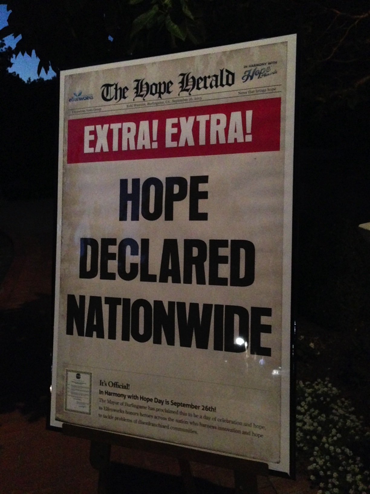 Hope Declared Nationwide News