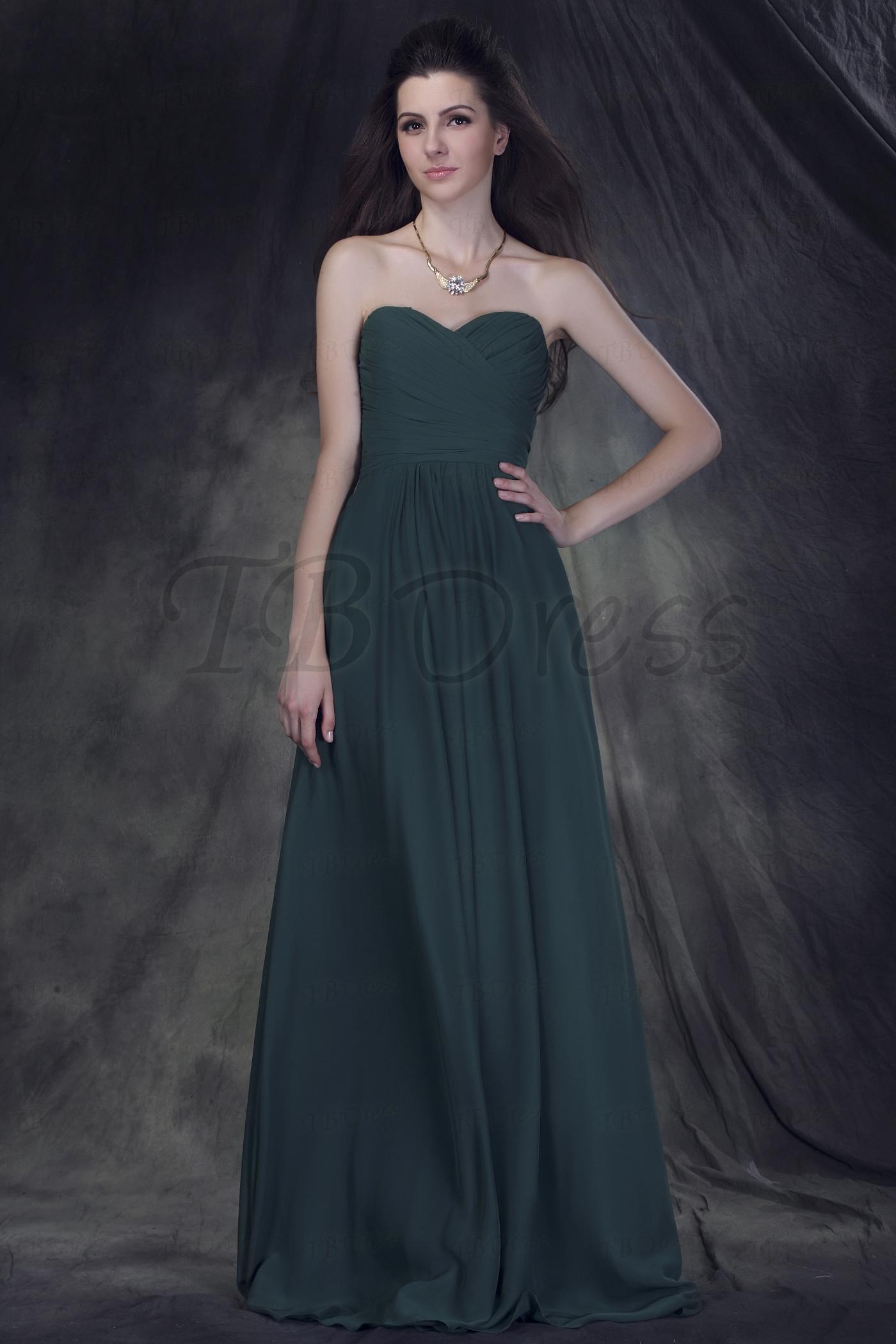 Exquisite Ruched A-Line Sweetheart Long Bridesmaid Dress