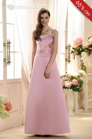 Charming Ruched A-Line Strapless Floor-Length Bridesmaid Dress