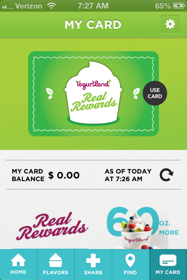 Yogurtland's Real Rewards program allows fans to use their smartphone to track their visits to earn free yogurt.