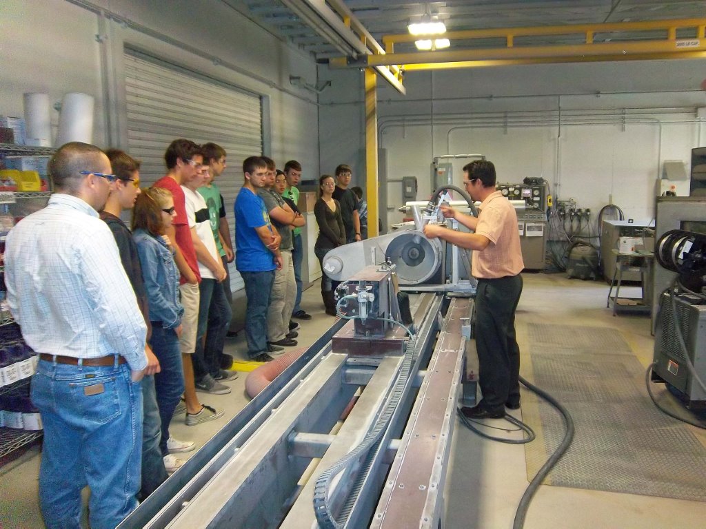 Harris & Bruno International gives students a tour of the Roseville manufacturing facilities.