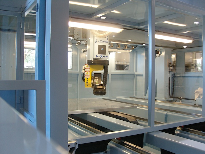 DMS CNC Routers - Enclosed 5 Axis Twin Shuttle Table - Spindle Head Closeup