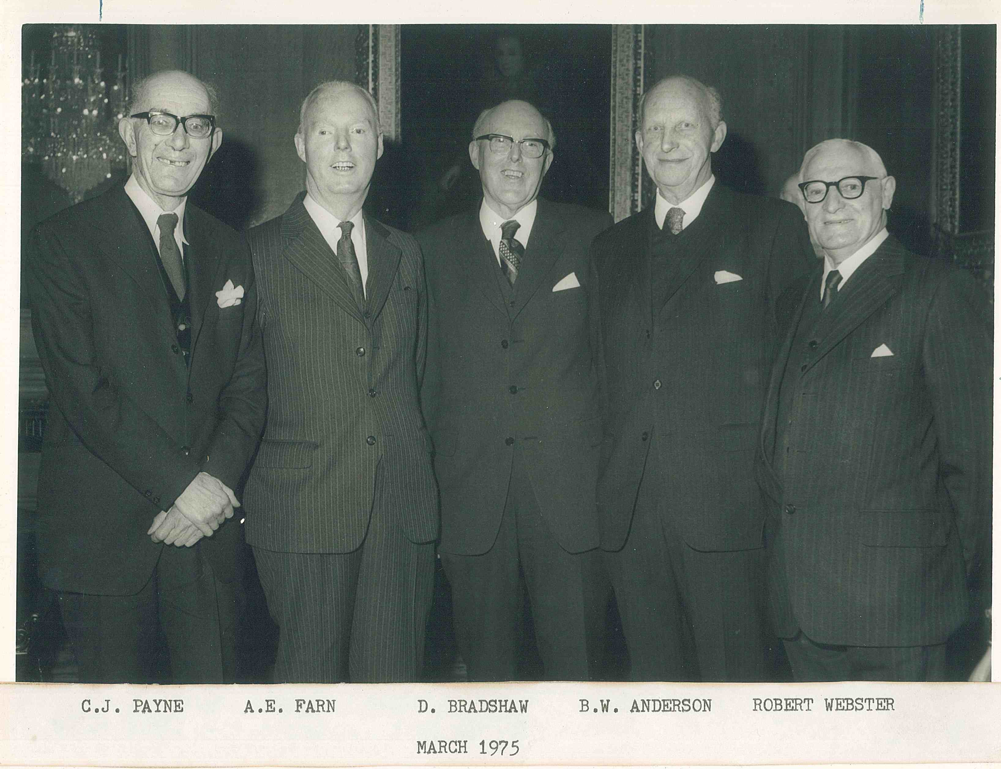 From Left to Right: C.J. Payne, A.E. Farn, D. Bradshaw, B.W. Anderson, and Robert Webster